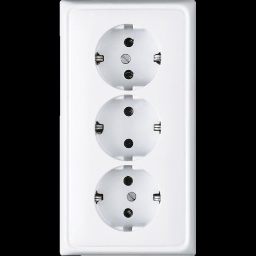 Jung Kabelkanal-SCHUKO®-Steckdose, 3fach, 16 A 250 V ~, Duroplast, Serie CD, alpinweiß CD523WW