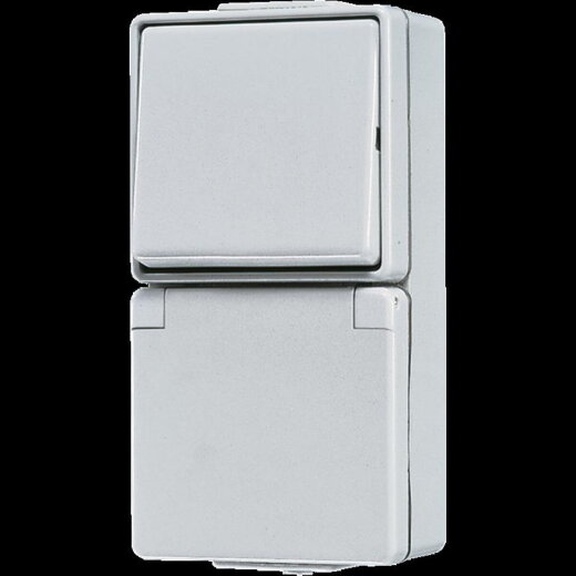 Jung SCHUKO®-Steckdose 16 A 250 V ~ mit Schalter Universal Aus-Wechsel 10 AX 250 V ~, 16 A 250 V ~, IP 44, WG 600 676W