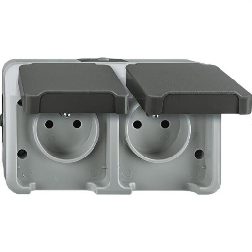 Merten SCHUKO-Doppel-Steckdose MEG2520-8029 lichtgrau