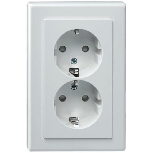 Merten SCHUKO-Doppel-Steckdose BRS Steckklemmen polarweiss glaenzend