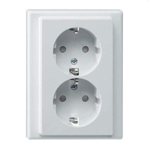 Merten SCHUKO-Doppel-Steckdose BRS Steckklemmen polarweiss glaenzend