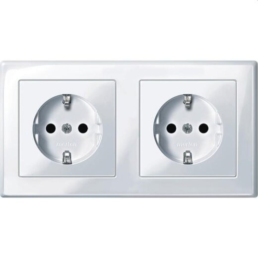 Merten SCHUKO-Doppel-Steckdose MEG2328-1425 aktivweiss glaenzend