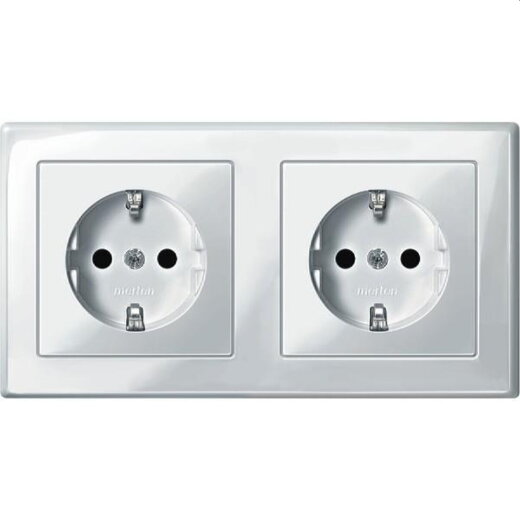 Merten SCHUKO-Doppel-Steckdose MEG2328-1419 polarweiss glaenzend