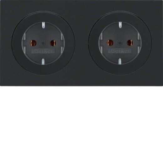 Berker SCHUKO-Steckdose M347202045 2fach schwarz glaenzend