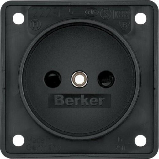 Berker Steckdose M39619405 ohne Schutzkontakt schwarz matt