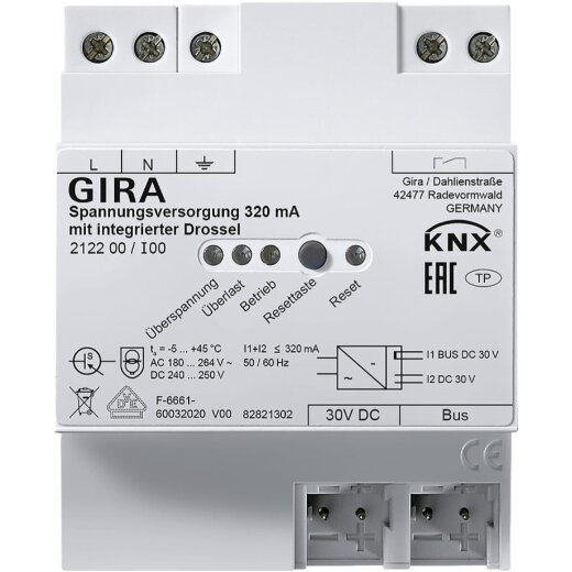 Gira Spannungsversorgung 212200 KNX/REG 320mA Drossel 212200