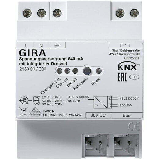 Gira Spannungsversorgung 213000 KNX/REG 640mA Drossel 213000