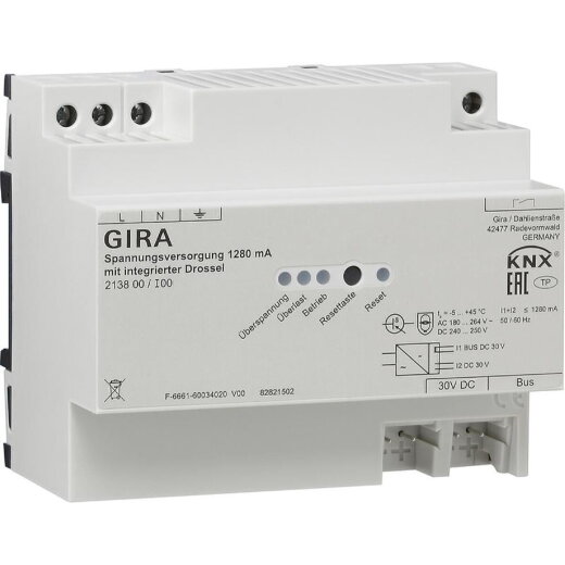 Gira Spannungsversorgung 213800 KNX/REG 1280mA Drossel 213800