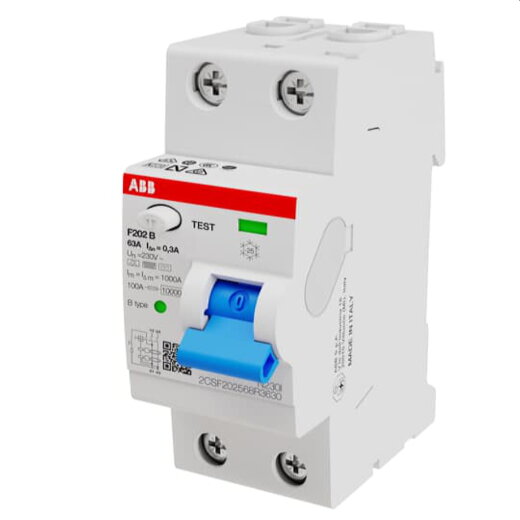 ABB Stotz-Kontakt FI-Schutzschalter F202B-63/0,3 2P B63A 300mA 3kA 2TE