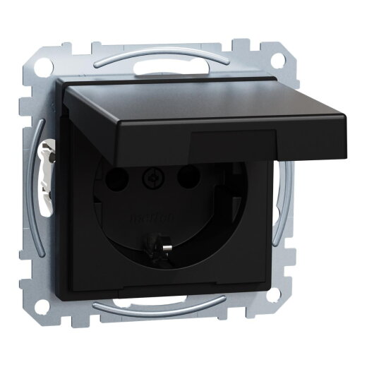 Merten Steckdose SCHUKO Berührungsschutz schwarz matt System M