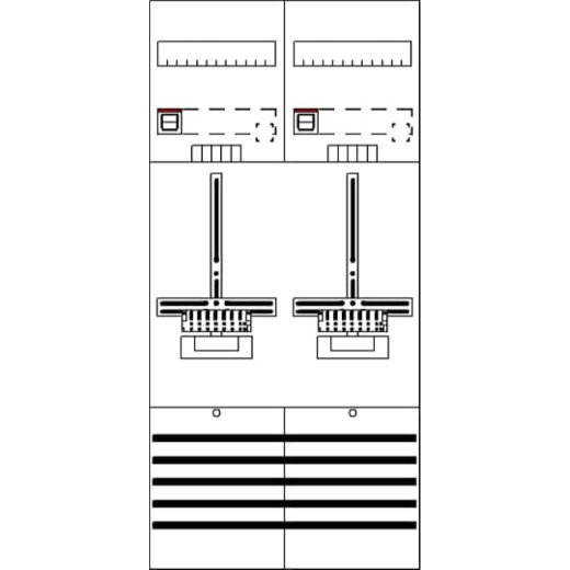 ABB Striebel & John DF27Q2 Zählerfeld 7RE 2Z vorverdrahtet mit Zählerkreuz