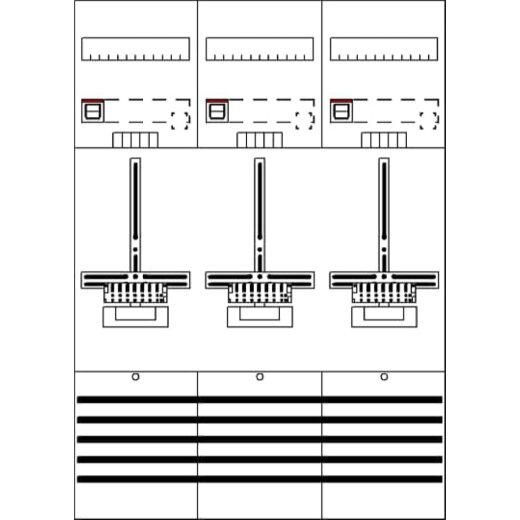 ABB Striebel & John DF37Q3 Zählerfeld 7RE 3Z vorverdrahtet mit Zählerkreuz