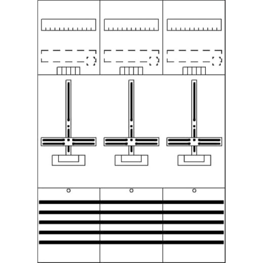 ABB Striebel & John DF37C3 Zählerfeld 7RE 3Z vorverdrahtet mit Zählerkreuz