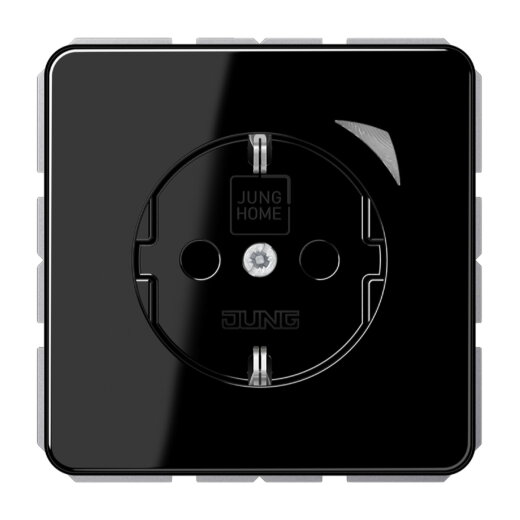 Jung SCHUKO Steckdose, 16 A 250 V ~, Schraubklemmen, mit Funktionsanzeige, SAFETY+, Duroplast, Serie CD, schwarz BTCD1521SESW