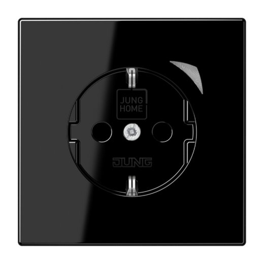 Jung SCHUKO Steckdose, 16 A 250 V ~, Schraubklemmen, mit Funktionsanzeige, SAFETY+, Thermoplast, Serie LS, schwarz BTLS1521SESW