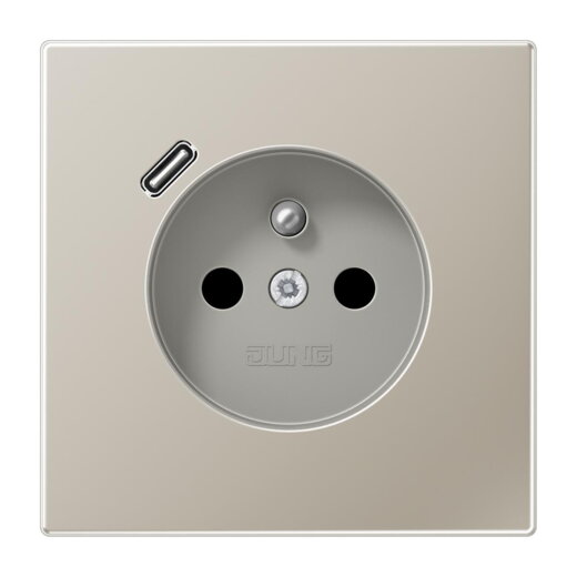 Jung Steckdose, französisch/belgisches System 16 A 250 V ~, mit USB-Ladegerät 1 x Typ C, SAFETY+, Serie LS, Edelsta ES1520F-18C