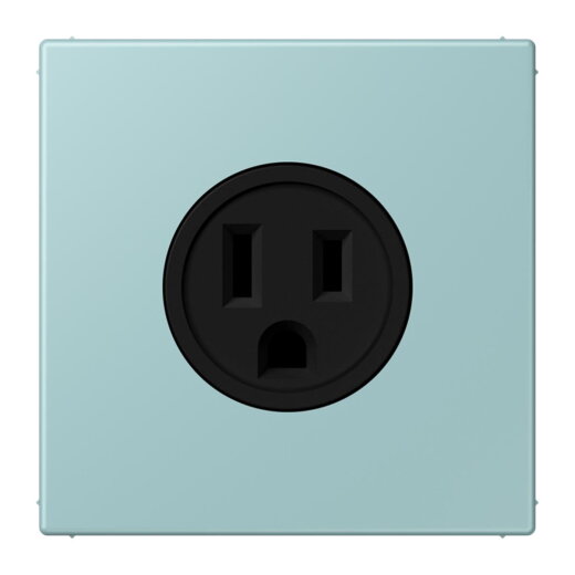 Jung Steckdose, US-Norm NEMA, 15 A 125 V ~, Schraubklemmen, ohne Krallen, Thermoplast lackiert, Serie LS, céruléen clair LC521-15214