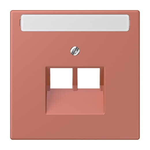 Jung Abdeckung für IAE/UAE-Anschlussdosen 2 x 8-polig, mit Schriftfeld, Thermoplast lackiert, Serie LS, terre sienne brique LC969-2NAUA236