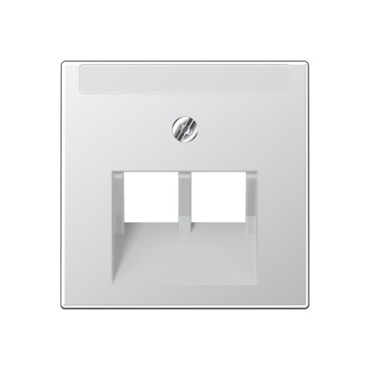 Jung Abdeckung für IAE/UAE-Anschlussdosen 2 x 8-polig, mit Schriftfeld, Thermoplast lackiert, Serie A, aluminium A569-2NAPLUAAL