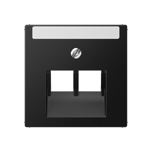 Jung Abdeckung für IAE/UAE-Anschlussdosen 2 x 8-polig, mit Schriftfeld, Thermoplast lackiert, Serie A, graphitschwarz matt A569-2NAPLUASWM