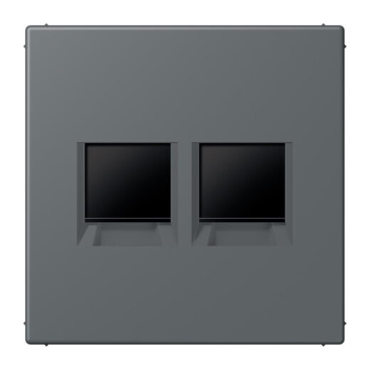 Jung Abdeckung (gerastet) für Modular-Jack-Steckbuchsen 2fach, Serie LS, gris foncé 31 LC1969-2WE202
