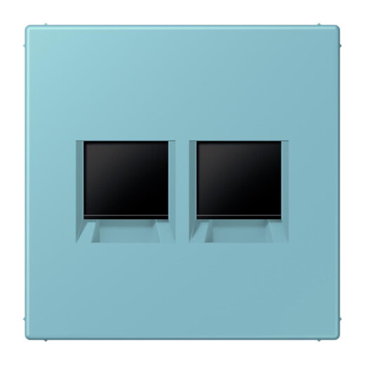 Jung Abdeckung (gerastet) für Modular-Jack-Steckbuchsen 2fach, Serie LS, céruléen moyen LC1969-2WE213