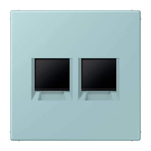 Jung Abdeckung (gerastet) für Modular-Jack-Steckbuchsen 2fach, Serie LS, céruléen clair LC1969-2WE214