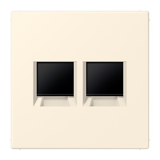 Jung Abdeckung (gerastet) für Modular-Jack-Steckbuchsen 2fach, Serie LS, blanc ivoire LC1969-2WE245