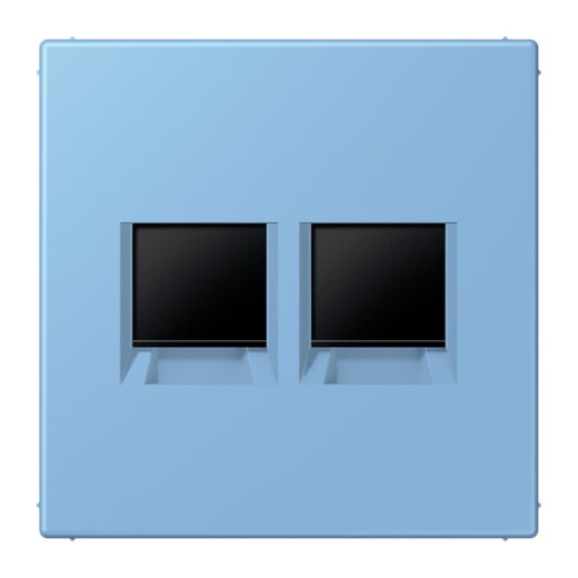 Jung Abdeckung (gerastet) für Modular-Jack-Steckbuchsen 2fach, Serie LS, bleu céruléen 59 LC1969-2WE256