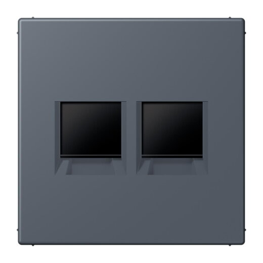 Jung Abdeckung (gerastet) für Modular-Jack-Steckbuchsen 2fach, Serie LS, gris fonce 59 LC1969-2WE262