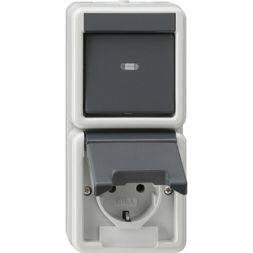 Gira Kombi AusWe/SCHUKO senkr. KD WG AP Grau 417630