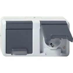 Gira SCHUKO 2f waager. KD WG AP Grau 478130