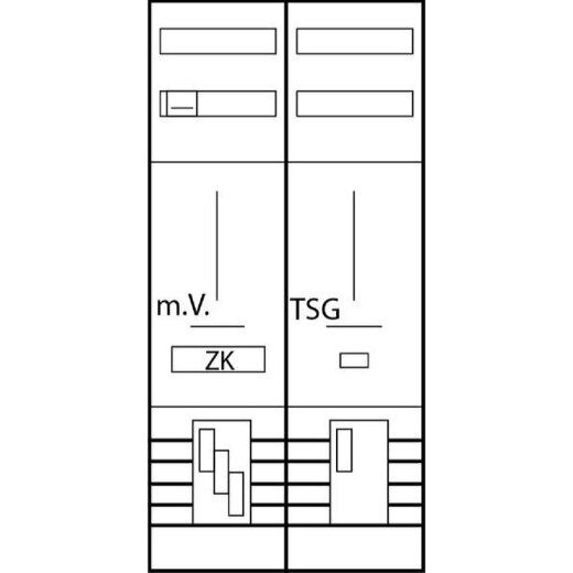 ABN Zählerplatz Z27910Z IP43 SK2 5-p 500x1050x210mm Z27910Z