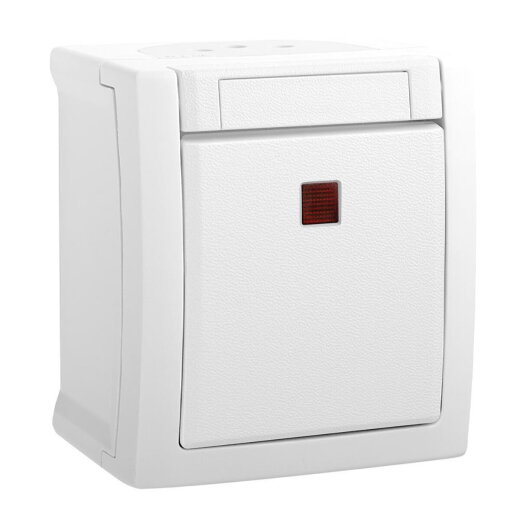 HHG Pacific Kontroll-/Ausschalter FR-AP weiß 90591128-DE 2p. beleuchtet rote Kalotte