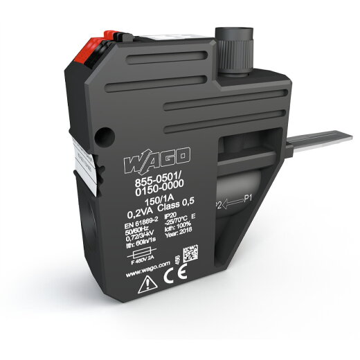WAGO Strom- und Spannungsabgriff bis 50 mm? Primärer Bemessungsstrom 150 A Sekundärer Bemessungsstrom 1 A 855-501/150-000