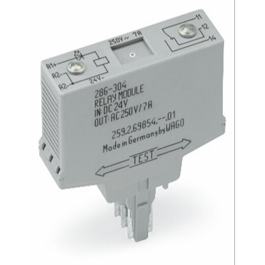 WAGO Relaismodul Eingangsnennspannung DC 24 V 1 Wechsler grau 286-304/004-000