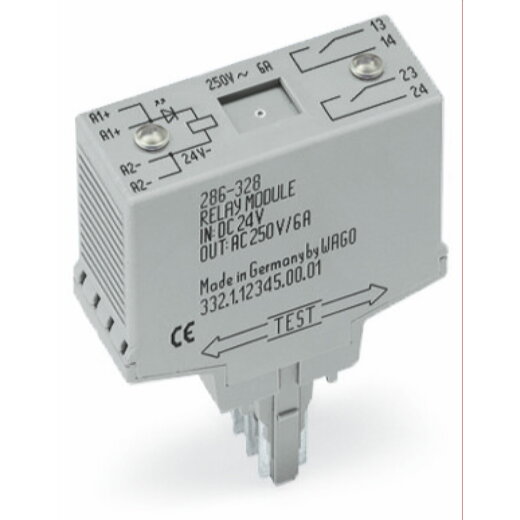WAGO Relaismodul Eingangsnennspannung DC 24 V 2 Schließer grau 286-328