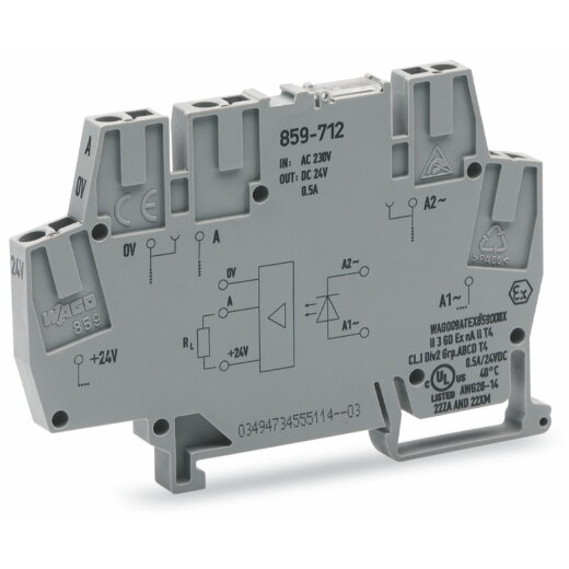 WAGO Optokopplermodul Eingangsnennspannung AC 230 V Ausgangsspannungsbereich DC 20 ? 30 V grau 859-712