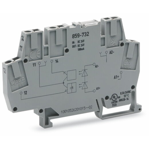 WAGO Optokopplermodul Ausgangsspannungsbereich DC 3 ? 31,2 V Grenzdauerstrom 3 A grau 859-731