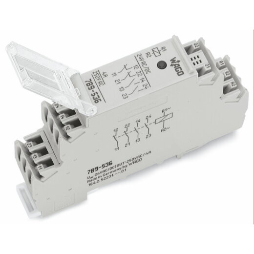 WAGO Relaismodul Eingangsnennspannung AC/DC 24 V 2 Schließer und 2 Öffner grau 789-536
