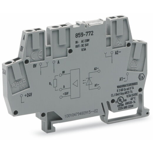 WAGO Optokopplermodul Eingangsnennspannung AC 230 V Ausgangsspannungsbereich DC 20 ? 30 V grau 859-772