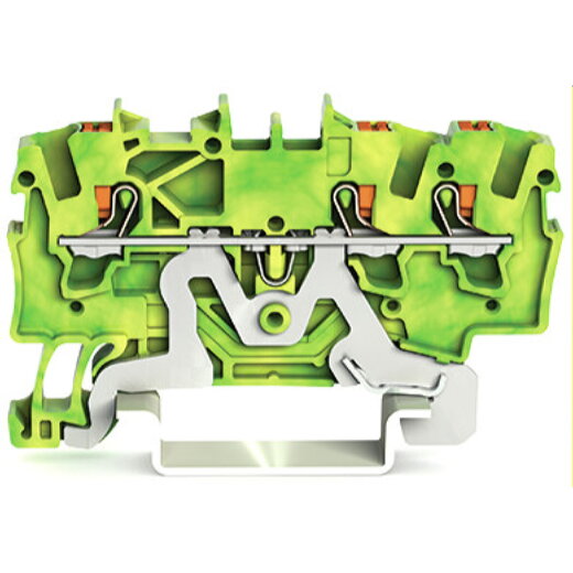 WAGO 3-Leiter-Schutzleiterklemme mit Drücker 1,5 mm? grün-gelb 2201-1307