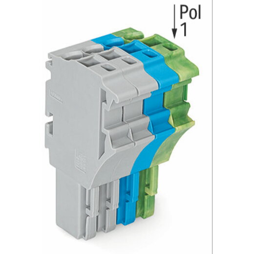 WAGO 1-Leiter-Federleiste Push-in CAGE CLAMP® 4 mm? grau/blau/grün-gelb 2022-104/000-038