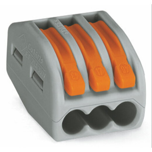 WAGO Verbindungsklemme 3polig mit Hebel grau