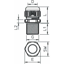 OBO Kabelverschraubung V-TEC VM LL20 SW vollmetrisch lang 24mm
