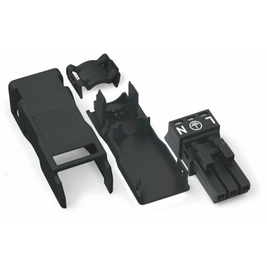 WAGO Buchse mit Zugentlastungsgehäuse 3-polig schwarz 890-103