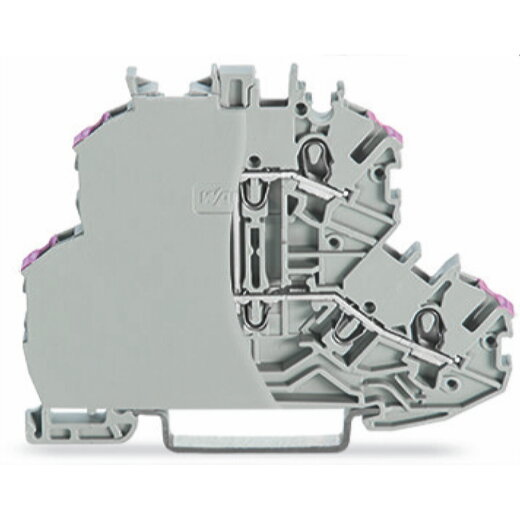 WAGO Doppelstockklemme 4-Leiter-Durchgangsklemme mit Abschlussplatte grau 2002-2208/099-000