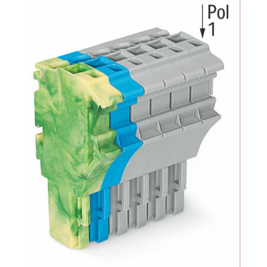 WAGO 1-Leiter-Federleiste Push-in CAGE CLAMP® 4 mm? grün-gelb/blau/grau 2022-106/000-039