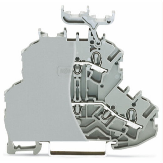 WAGO Doppelstockklemme Durchgangs-/Durchgangsklemme mit Abschlussplatte grau 2002-2232/099-000