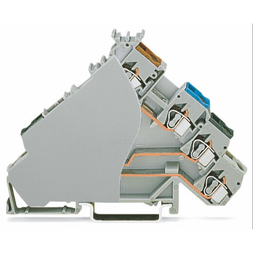 WAGO 4-Leiter-Initiatorenklemme für PNP (plus)-schaltende Initiatoren für Sicherungsstecker grau 280-588/280-320